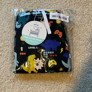 Little sleepies dinosaur video game crib sheet
